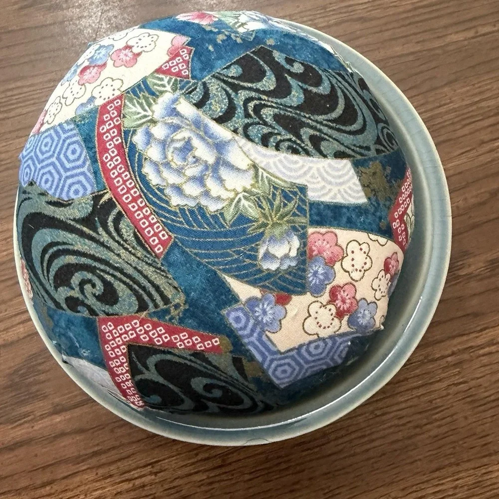 Bean Celadon Ceramic Pincushion Wood Ash Glaze Japanese Floral Pin Cushion Sew